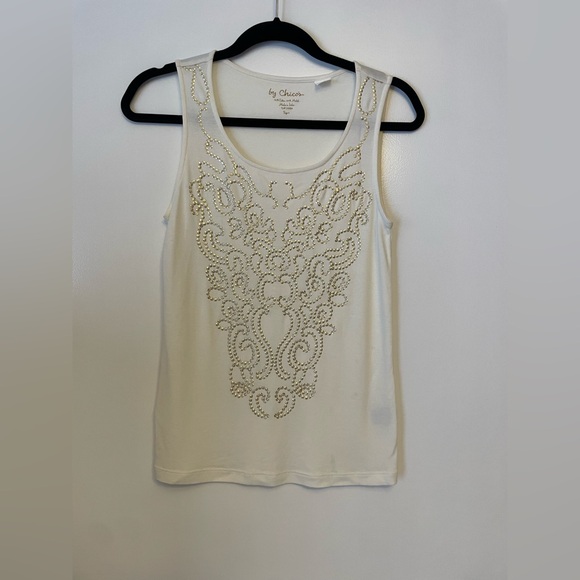 Chico's Ivory Embellished Tank Top - Picture 1 of 3